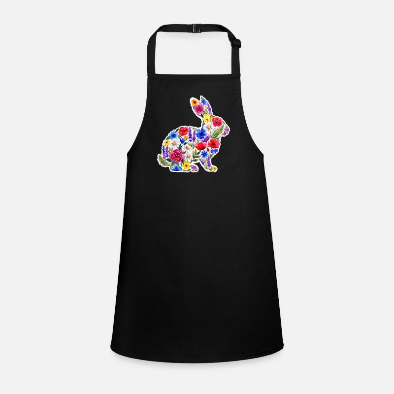 Fleurs en silhouette de lapin colorées Tablier Enfant