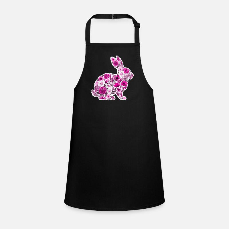Hase Silhouette Blumen Pink Schürze für Kinder