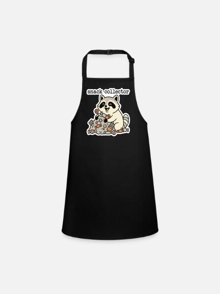 Motif du raton laveur collectionneur de snacks - Tablier Enfant - noir - Devant