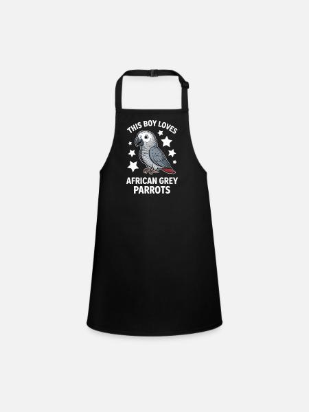 Grey Parrot Sayings Funny Grey Parrot Gift - Children's Apron - black - Front