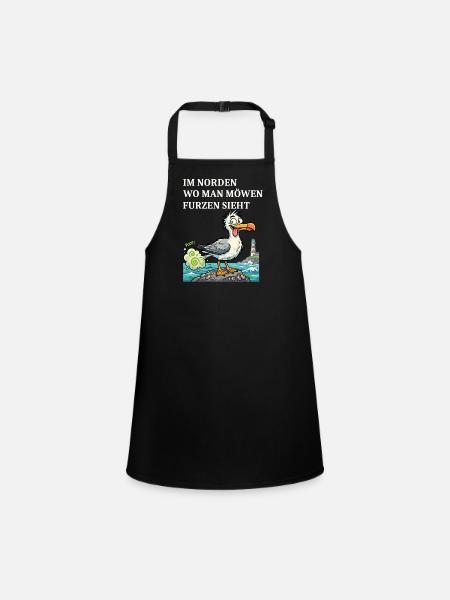 Norddeutscher Humor Spruch Möwe - Schürze für Kinder - Schwarz - Vorne