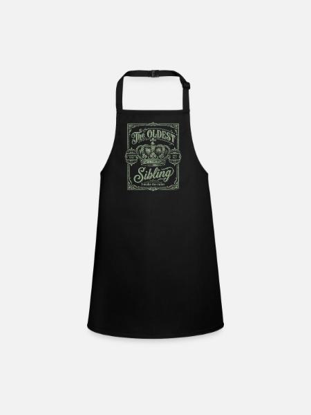 L’aîné des frères ou sœurs que je crée Le blason vintage des règles - Tablier Enfant - noir - Devant