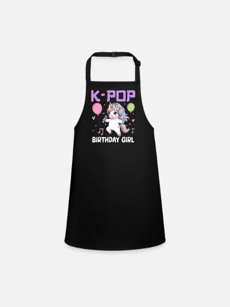 K Pop Birthday Girl - Schürze für Kinder - Schwarz - Vorne