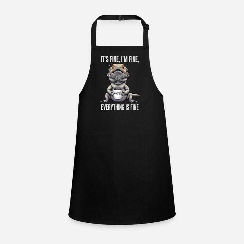 Its Fine Im Fine Coffee Bearded Dragon Humor Children's Apron