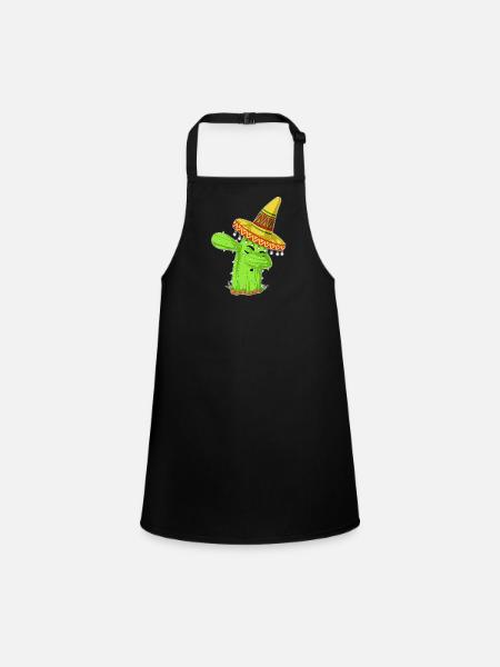 Éponge la chemise mexicaine Cactus - Tablier Enfant - noir - Devant