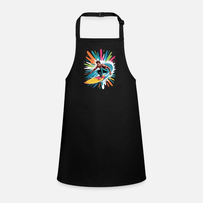 Colorful Surfer Watercolors Splashes Graffiti Children's Apron