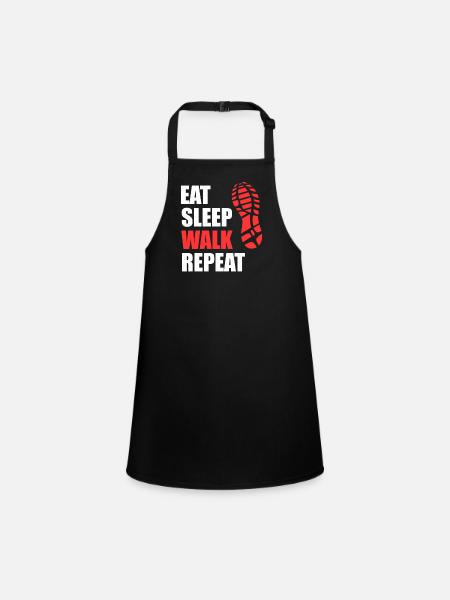 Eat Sleep Walk Repeat - Schuhabdruck Wandern  - Schürze für Kinder - Schwarz - Vorne