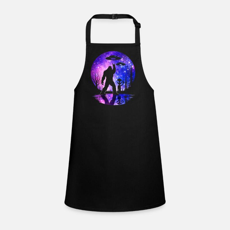Bigfoot Alien Rock On Shield Sasquatch Yeti Moon Children's Apron