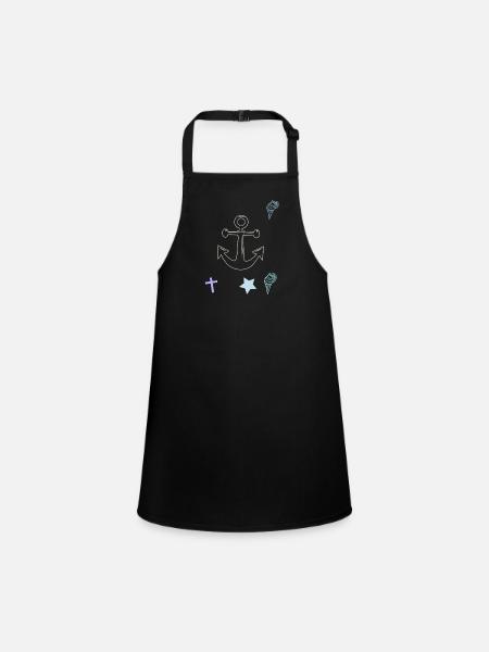 Maritim Anker Kreuz Eiscrem - Children's Apron - black - Front