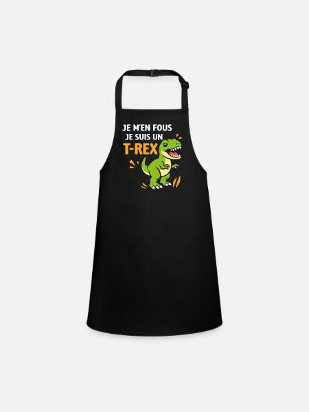 T Rex Déjanté: Je M'en Fous - Tablier Enfant - noir - Devant