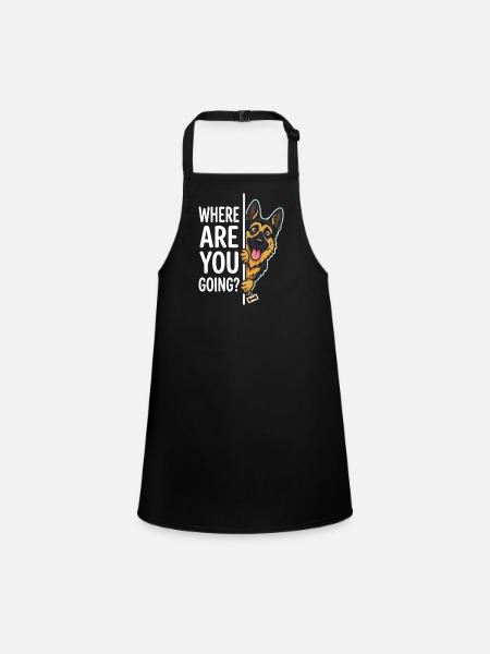 Where are you going? Dog looks out - Children's Apron - black - Front