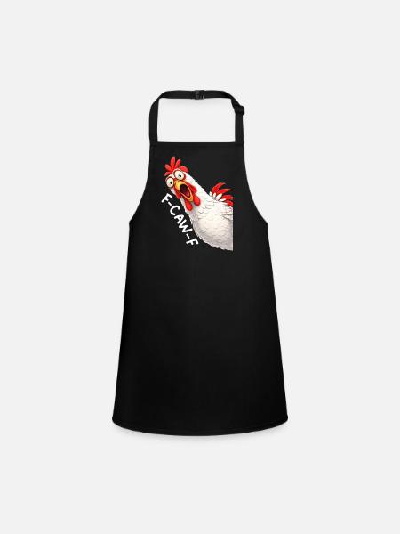 F-Caw-F Chicken Adult Humor Funny Rooster Fcawf - Schürze für Kinder - Schwarz - Vorne