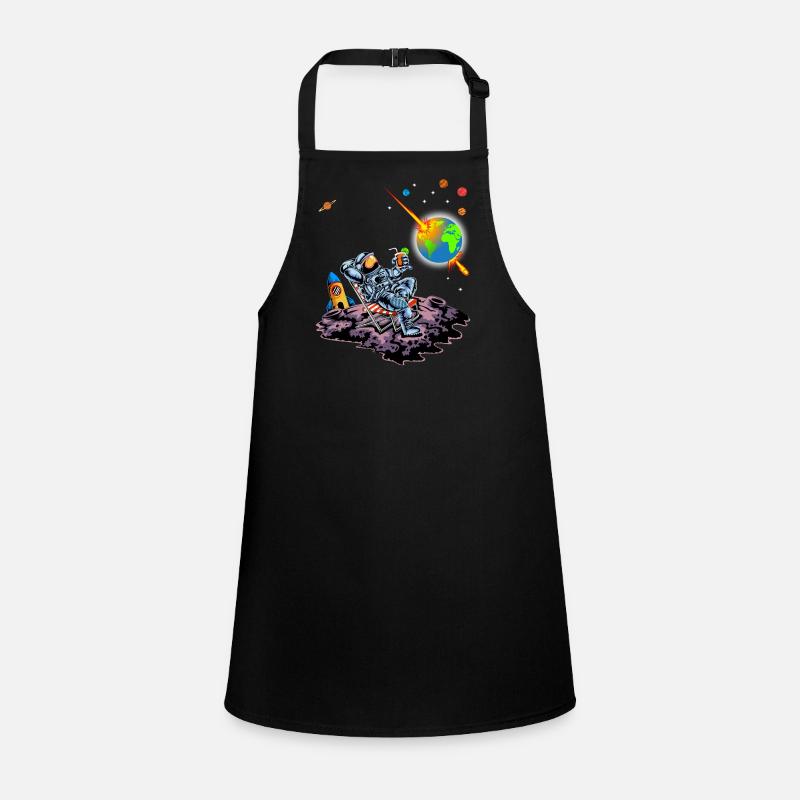 Astronaut Relaxing Earth Exploding Space Humor Art Children's Apron