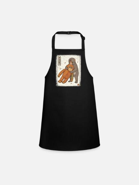 Ukiyo-e Baby Monkey Punch - Schürze für Kinder - Schwarz - Vorne