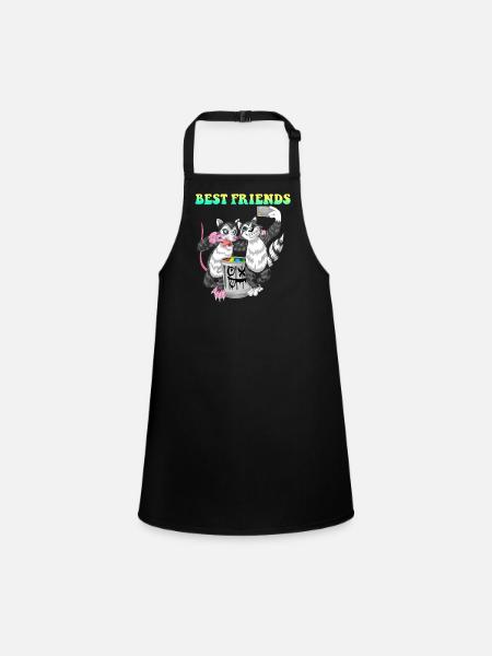 Best Friends Opossum And Raccoon Funny Trash Pals - Children's Apron - black - Front