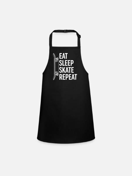 Eat Sleep Skate Repeat | Skateboard - Children's Apron - black - Front