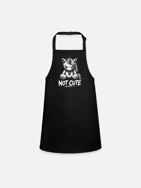 Rebellious Unicorn – Not Cute Punk Design - Children's Apron - black - Front