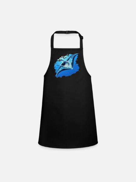 Raies Manta Raies - Tablier Enfant - noir - Devant