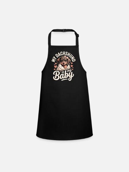 Dackel Baby - Schürze für Kinder - Schwarz - Vorne