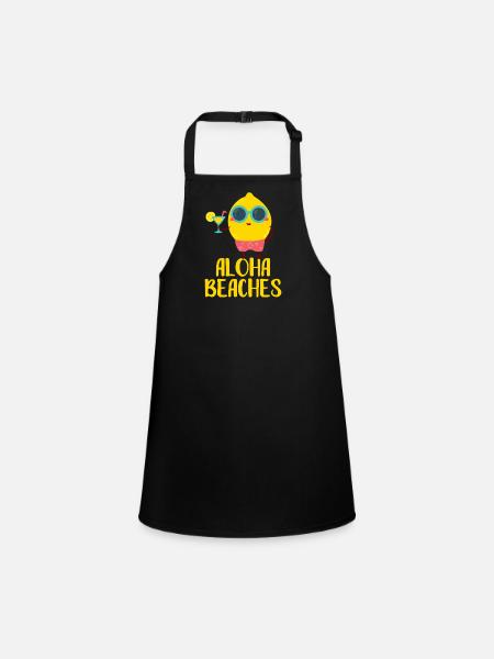 Aloha Beaches Coole Zitrone Badeurlaub Sommermotiv - Schürze für Kinder - Schwarz - Vorne
