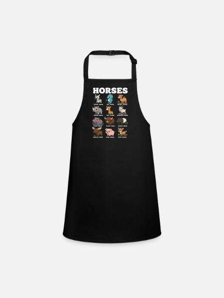 Horses Funny Animal Card False Horse Mood - Children's Apron - black - Front