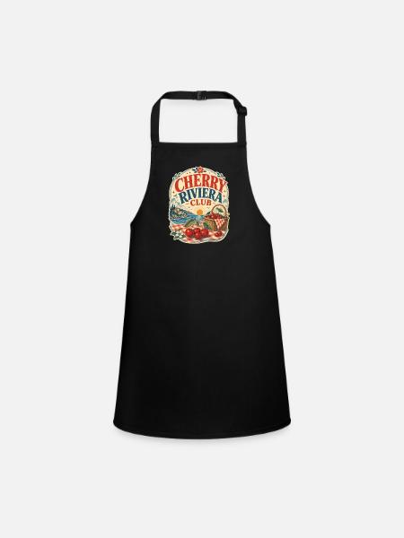 Cherry Riviera Club Sommer Design für jeden Anlass - Schürze für Kinder - Schwarz - Vorne