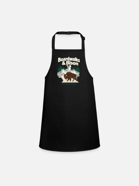 Yellowstone Boardwalks and Bison Road Trip Souveni - Children's Apron - black - Front