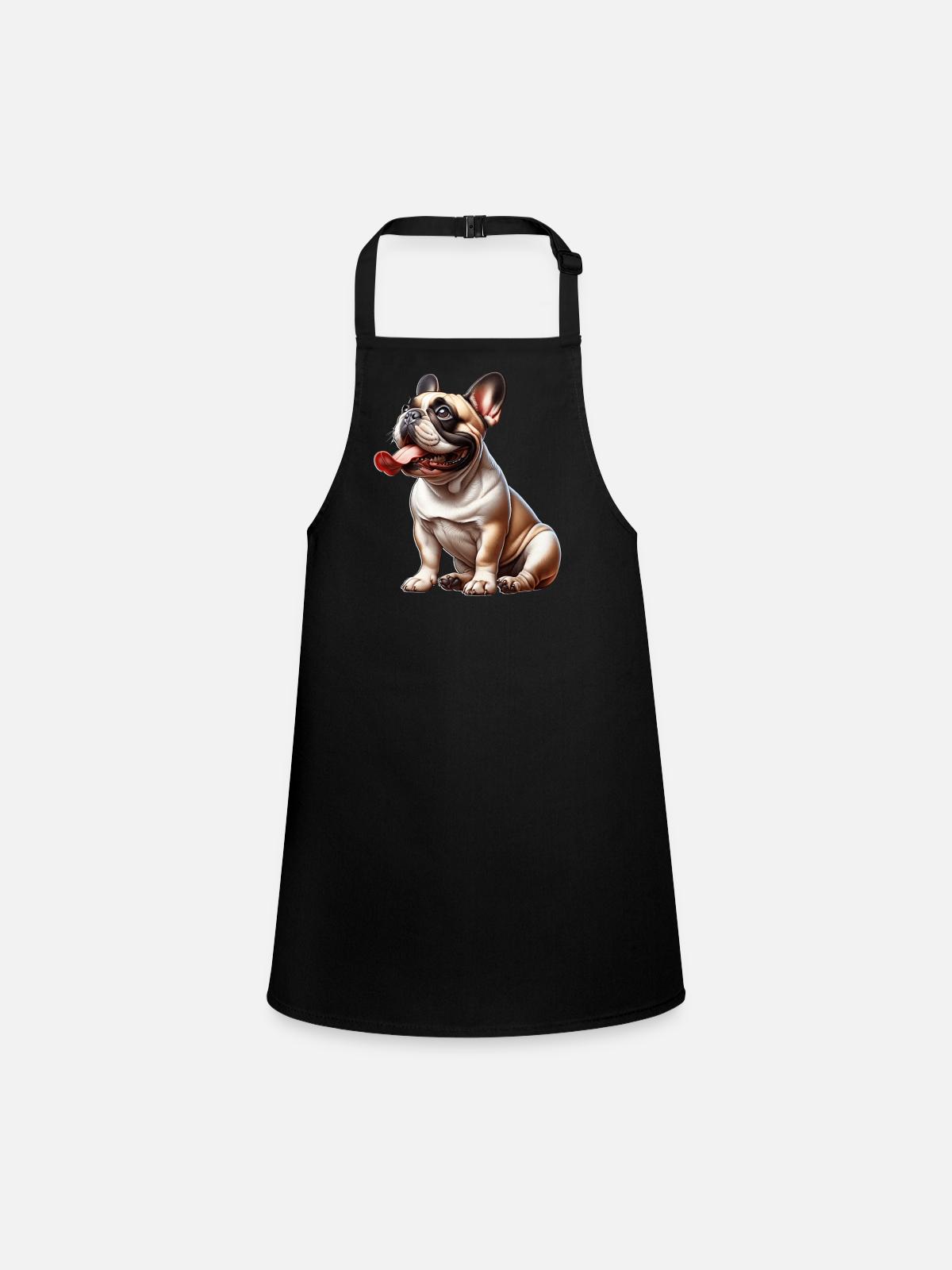 French Bulldog - Children's Apron - black - Front