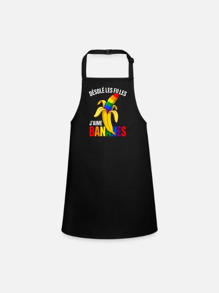 Banane Arc-En-Ciel Humour Fierté Gay Désolé Filles - Tablier Enfant - noir - Devant