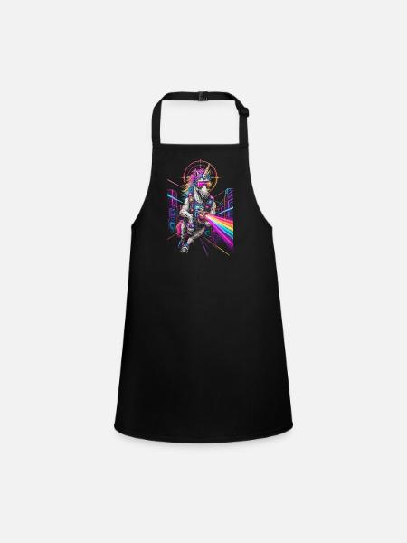 Laser Tag Unicorn - Children's Apron - black - Front