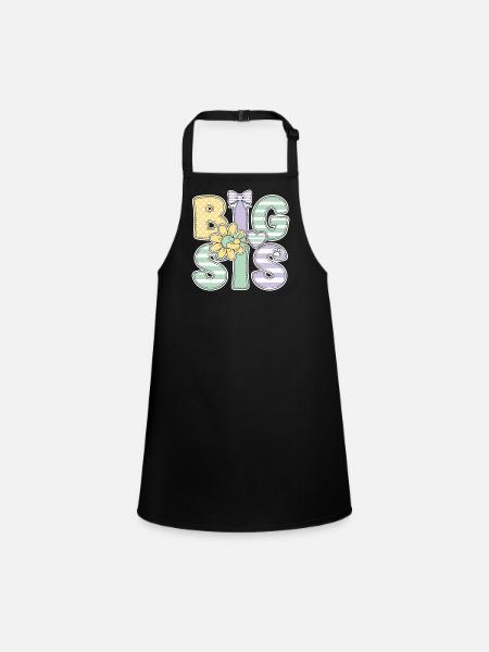 Geschlechterenthüllung Big Sis Babyparty Big Sister - Schürze für Kinder - Schwarz - Vorne