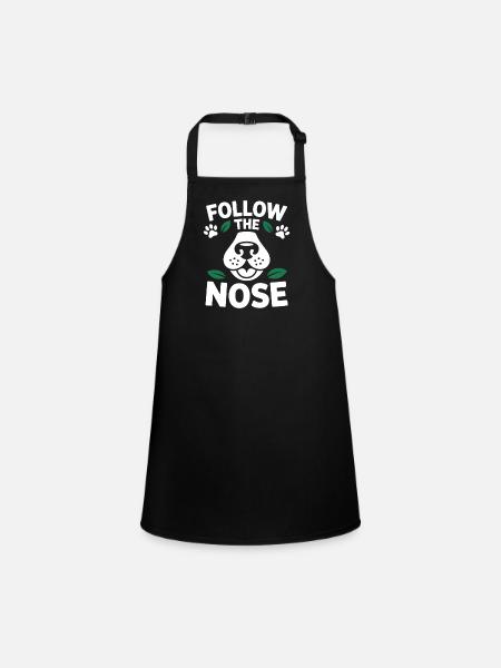 Follow The Nose Dog Nose Work Fun - Children's Apron - black - Front