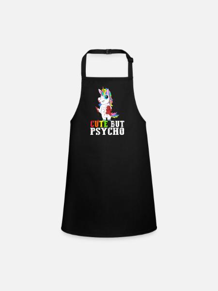 Cute But Psycho Unicorn Knife Blood Goth Pastel - Children's Apron - black - Front