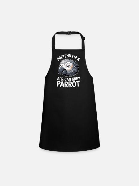 Grey Parrot Sayings Funny Grey Parrot Gift - Children's Apron - black - Front