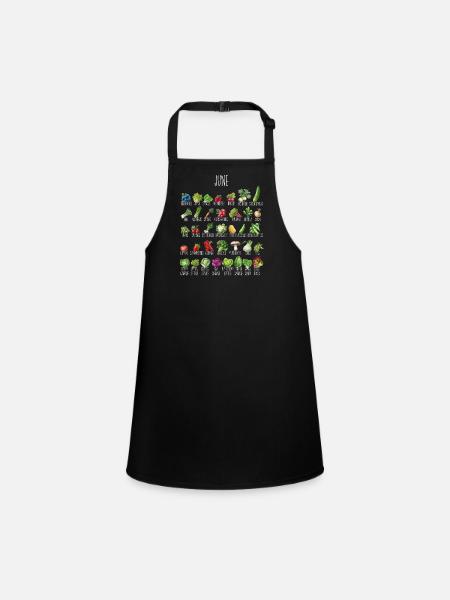 June Harvest Veggie Sketches - Children's Apron - black - Front
