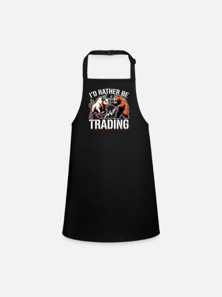 Je préférerais être dans le trading | Trader en actions crypto - Tablier Enfant - noir - Devant