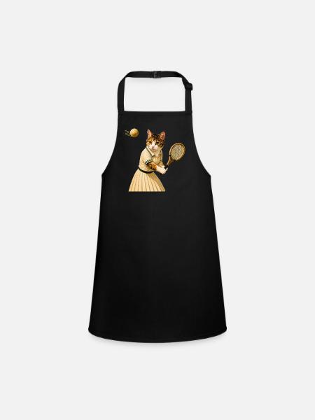 Chat de tennis - Tablier Enfant - noir - Devant