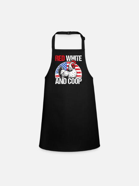 Patriotic Farmer Rooster Flock Poultry USA Pride C - Schürze für Kinder - Schwarz - Vorne