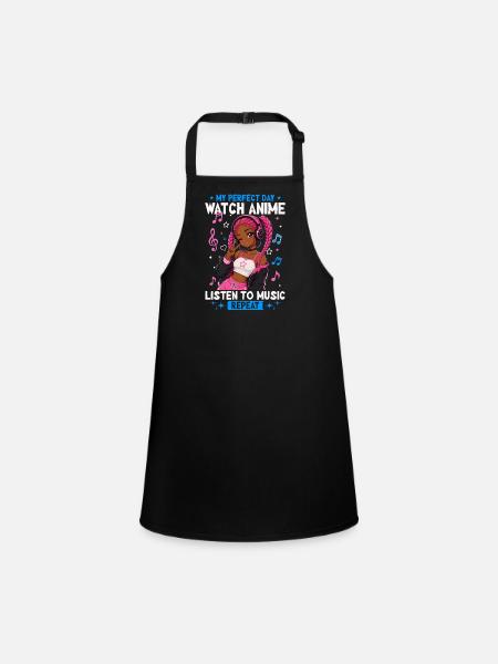 Anime and Music Chibi Black Girl - Schürze für Kinder - Schwarz - Vorne