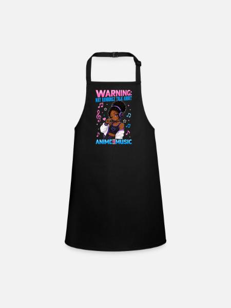Anime and Music Chibi Black Girl - Schürze für Kinder - Schwarz - Vorne