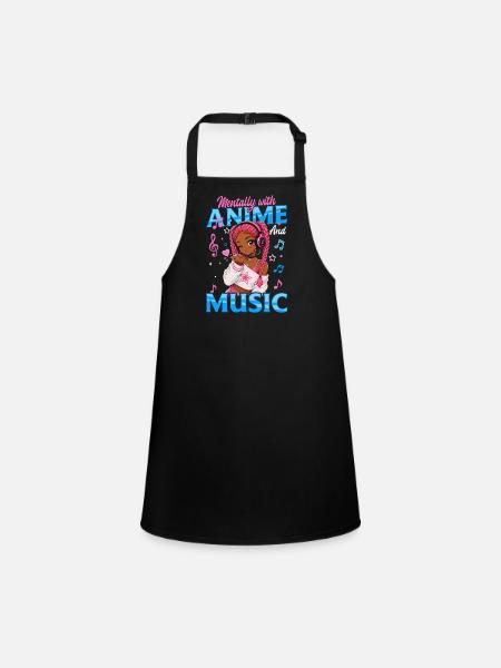 Anime and Music Chibi Black Girl - Schürze für Kinder - Schwarz - Vorne