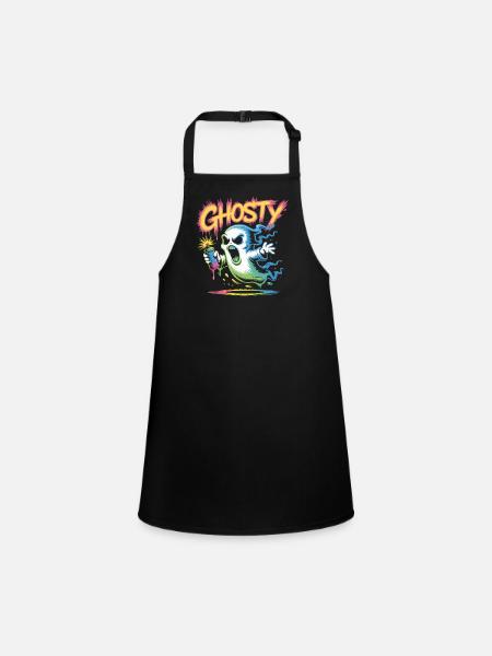 Ghosty Graffiti Ghost Street Art Style For - Children's Apron - black - Front