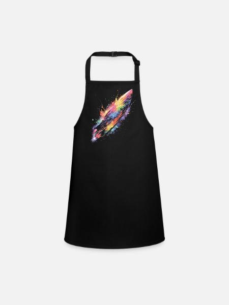 Multicolor Surfboard Splash Art Ocean - Children's Apron - black - Front