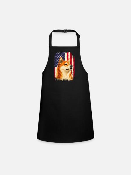 Drapeau patriotique Shiba Inu US Doge USA - Tablier Enfant - noir - Devant