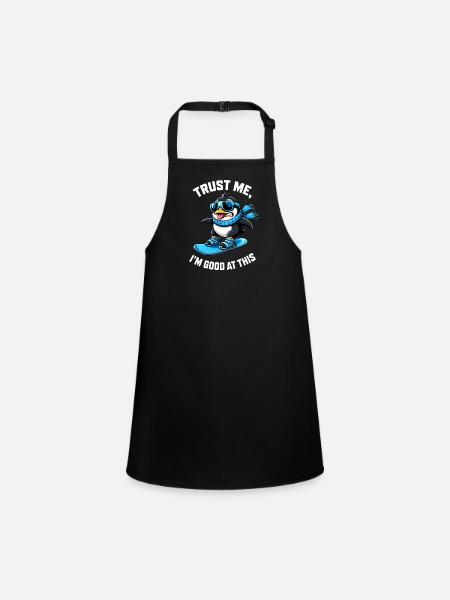 Penguin sur le discours des sports d’hiver sur le snowboard - Tablier Enfant - noir - Devant