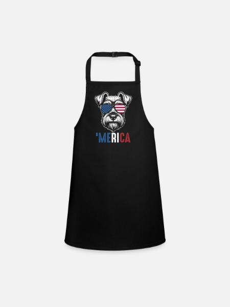Merica Patriotic Schnauzer American Flag Pride - Schürze für Kinder - Schwarz - Vorne