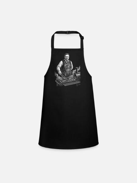 Theodore Roosevelt beim BBQ Grillen - Schürze für Kinder - Schwarz - Vorne