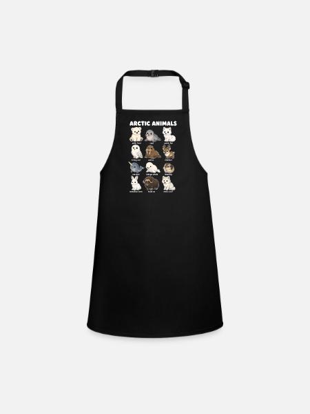 Arctic Animals Cute Wildlife Map Polar Bear - Children's Apron - black - Front
