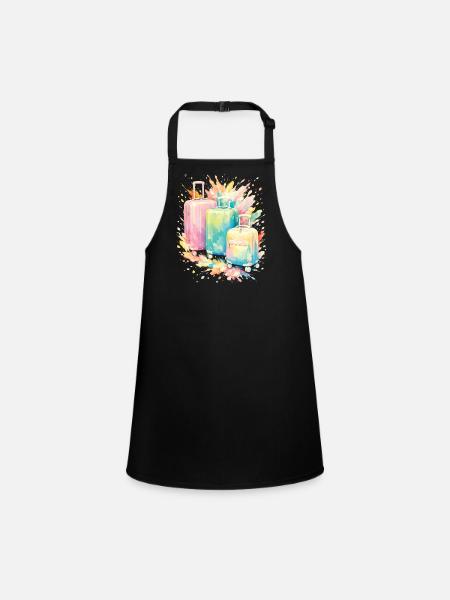 Travel Suitcase Pastel Colour Splash Art - Children's Apron - black - Front