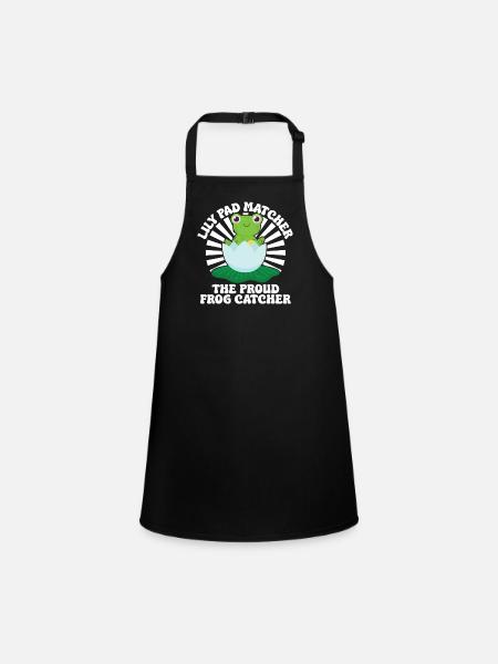 Frog Catcher Lily Pad Matcher Proud Catcher Frog - Children's Apron - black - Front